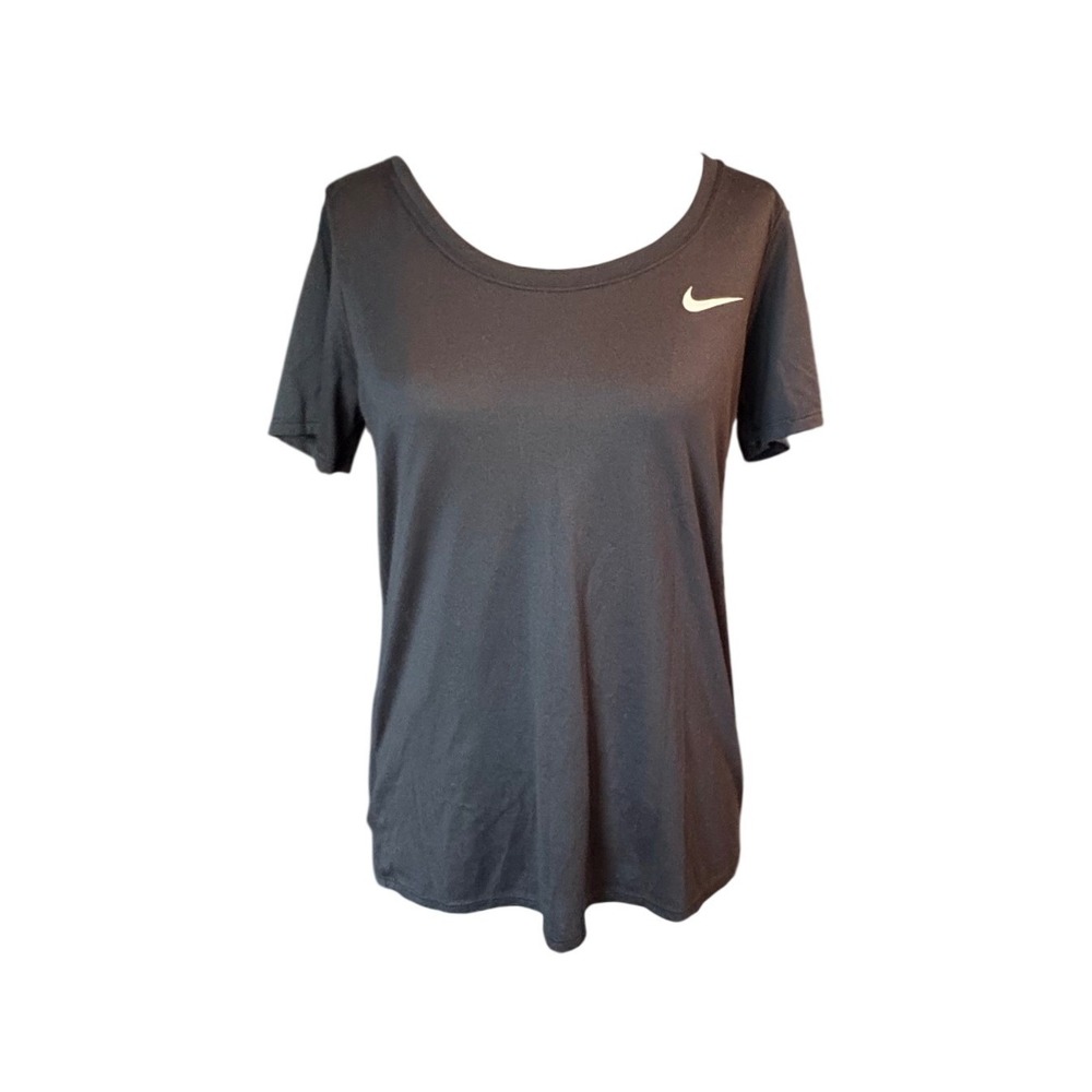 Nike Womens Dri-FIT Scoop Neck Short Sleeve Activewear T-Shirt Black Medium Gym
